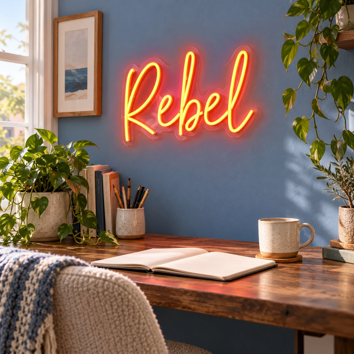 Rebel LED Neon Sign - lifestyle view