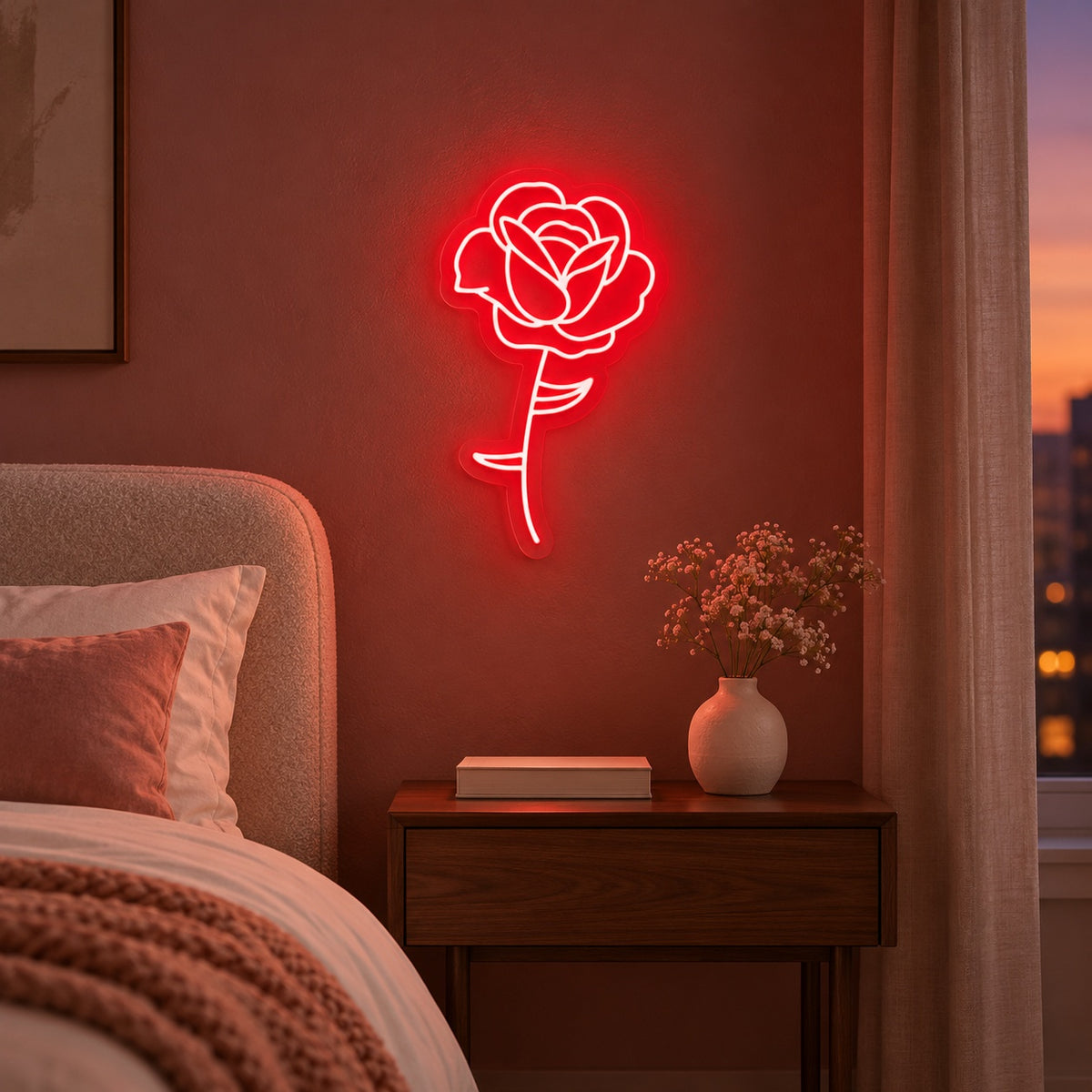 Blooming Rose LED Neon Sign - advertising view