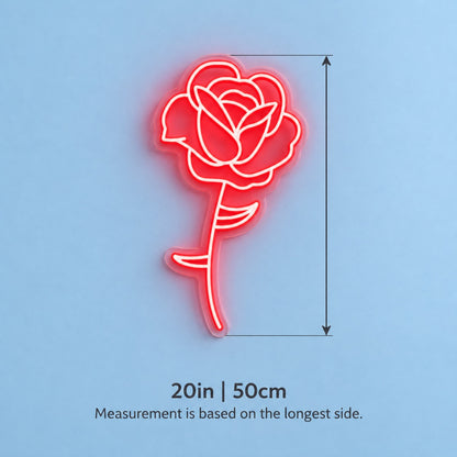 Blooming Rose LED Neon Sign - size guide