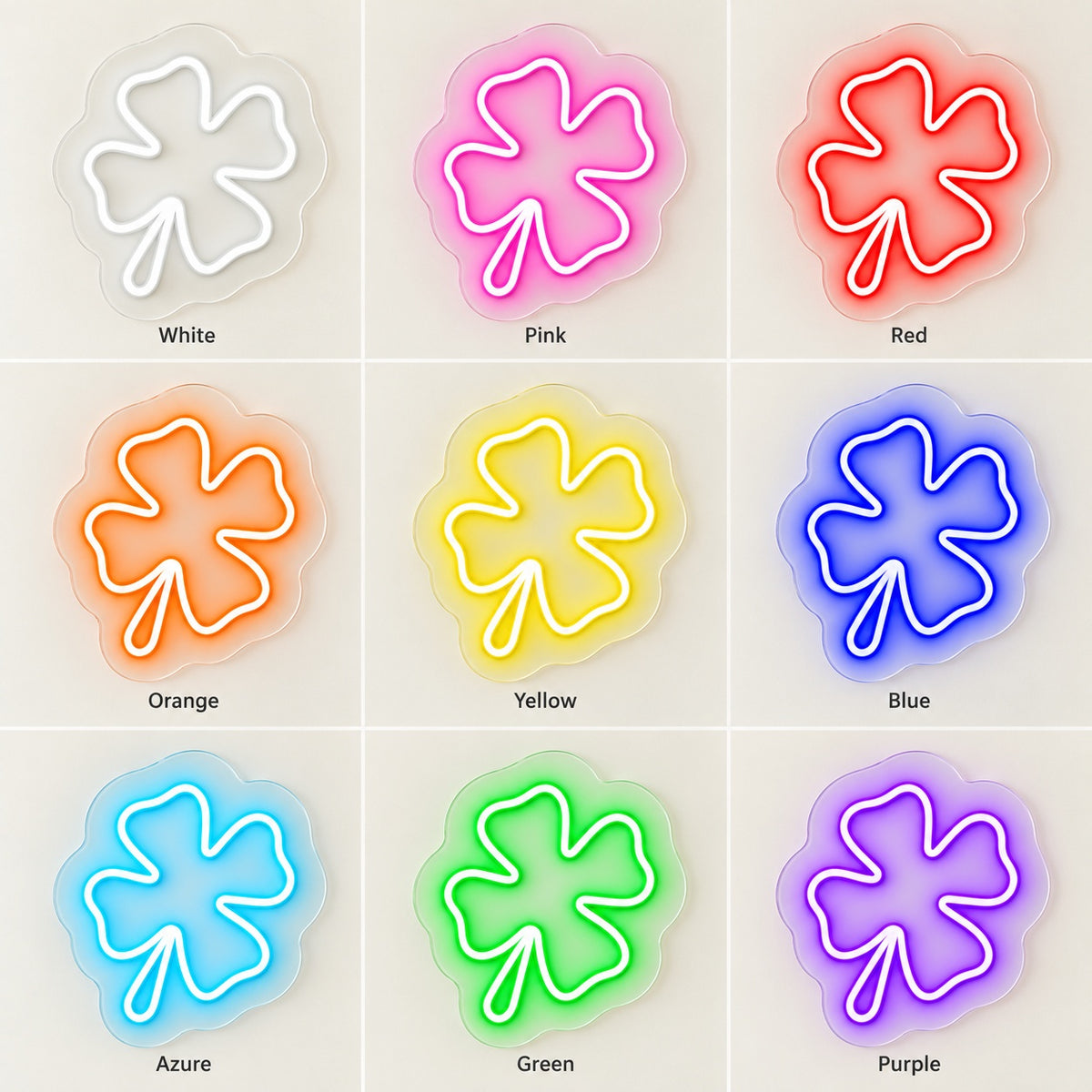 Four Leaf Clover LED Neon Sign - nine-color grid