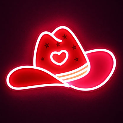 Heart Star Cowboy Hat LED Neon Sign - product hero