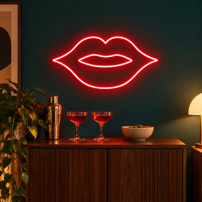 Lips Outline LED Neon Sign - advertising view
