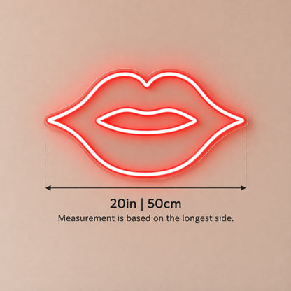 Lips Outline LED Neon Sign - size guide