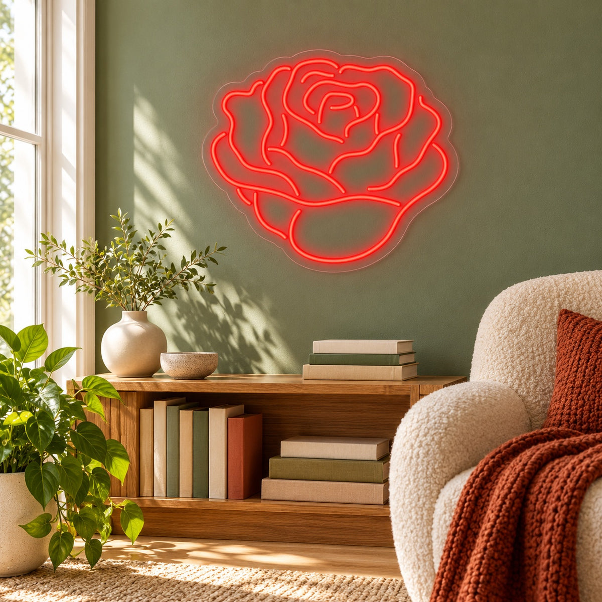 Rose Bloom LED Neon Sign - lifestyle view