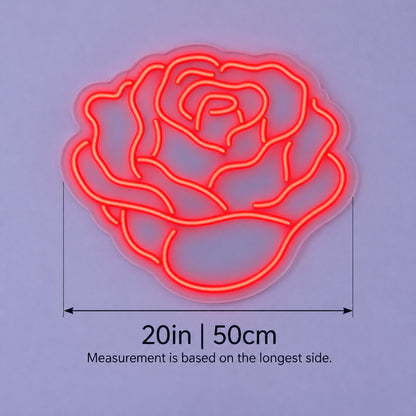 Rose Bloom LED Neon Sign - size guide
