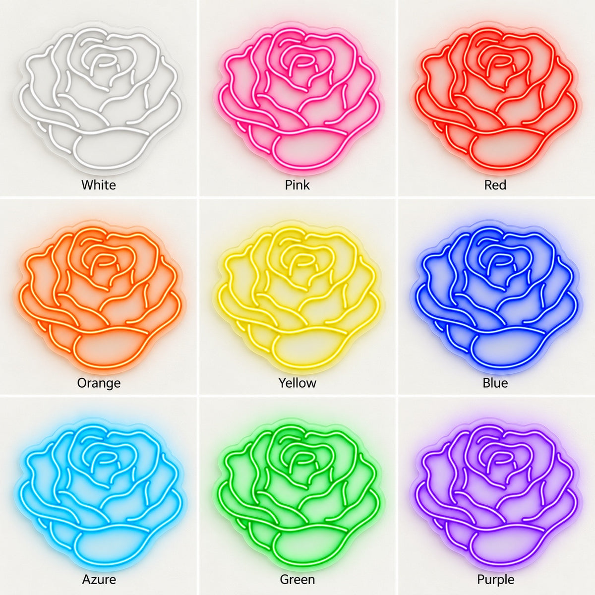 Rose Bloom LED Neon Sign - nine-color grid
