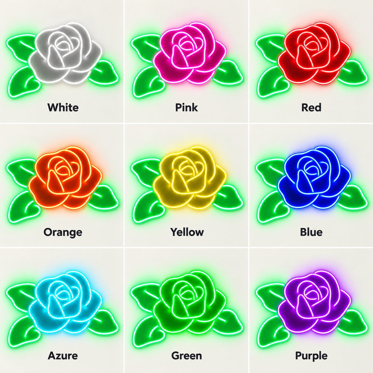 Rose Leaves LED Neon Sign - nine-color grid