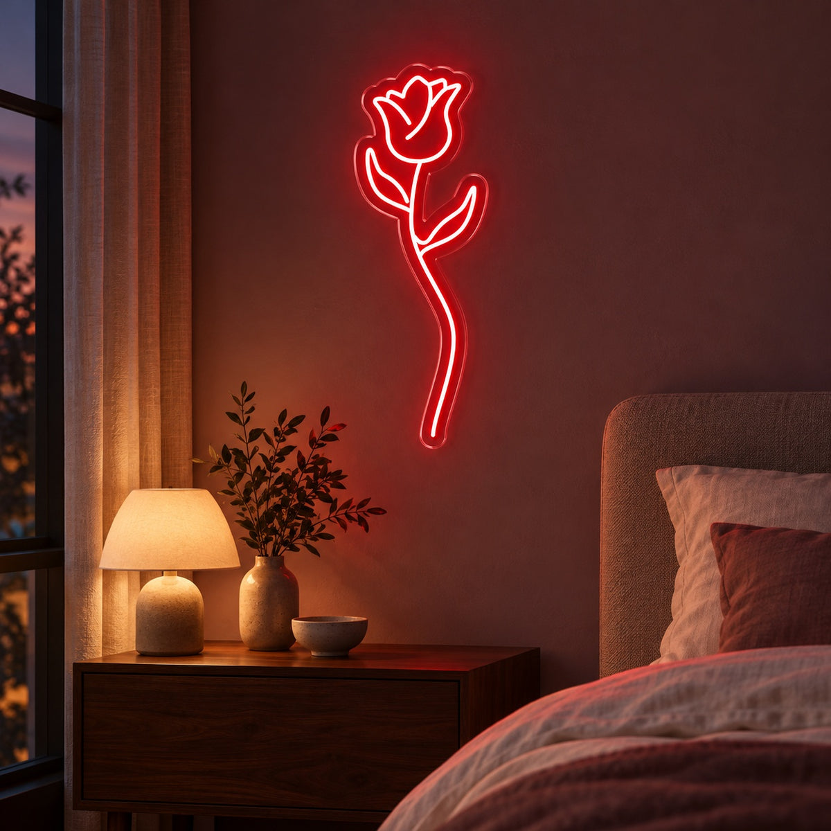 Rose Stem LED Neon Sign - advertising view