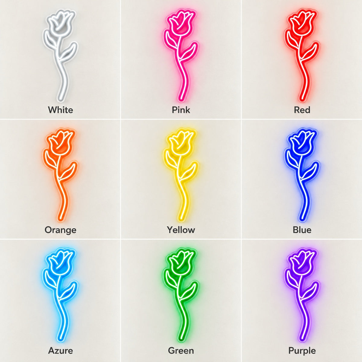 Rose Stem LED Neon Sign - nine-color grid