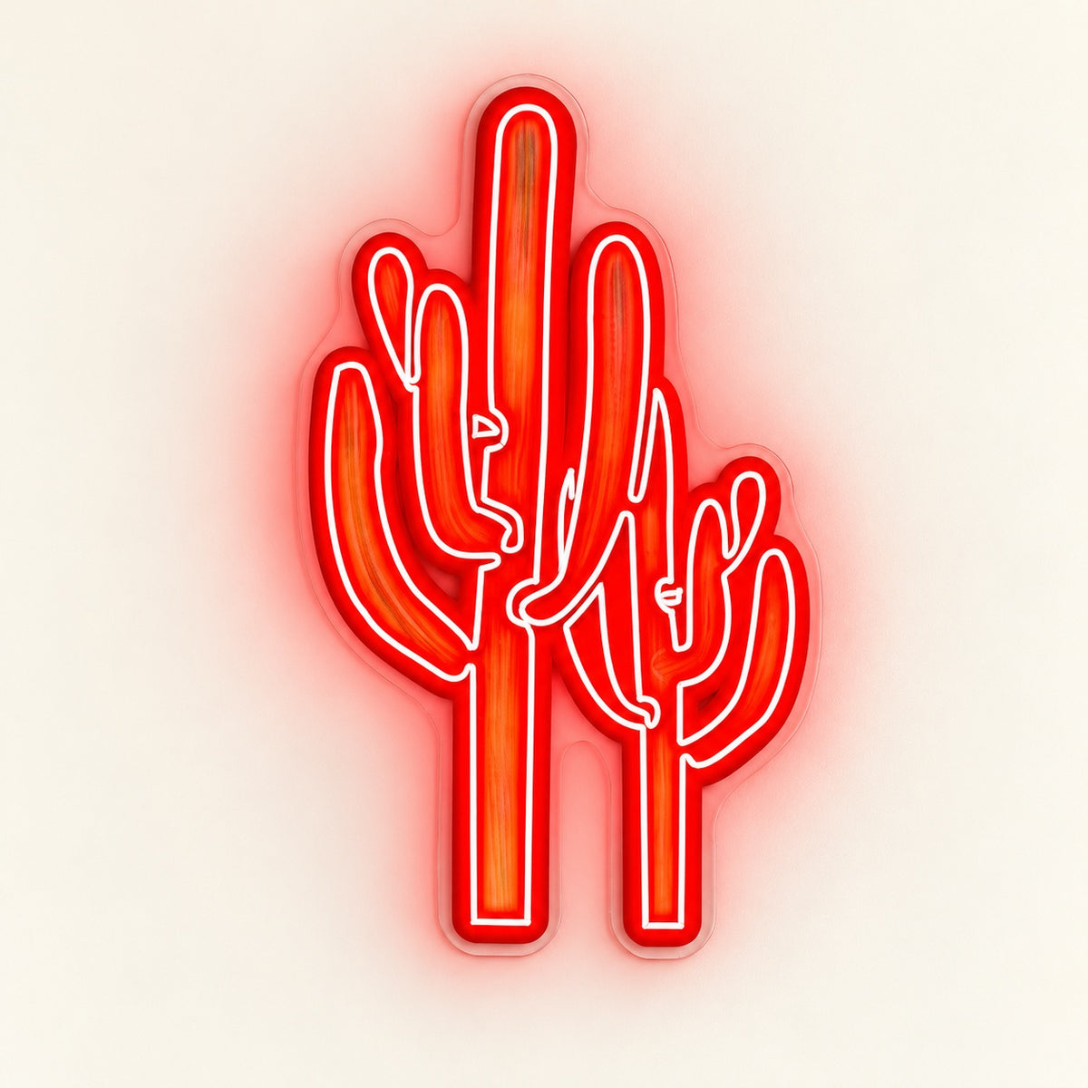 Saguaro Cactus Duo LED Neon Sign - natural light view