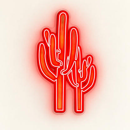 Saguaro Cactus Duo LED Neon Sign - natural light view