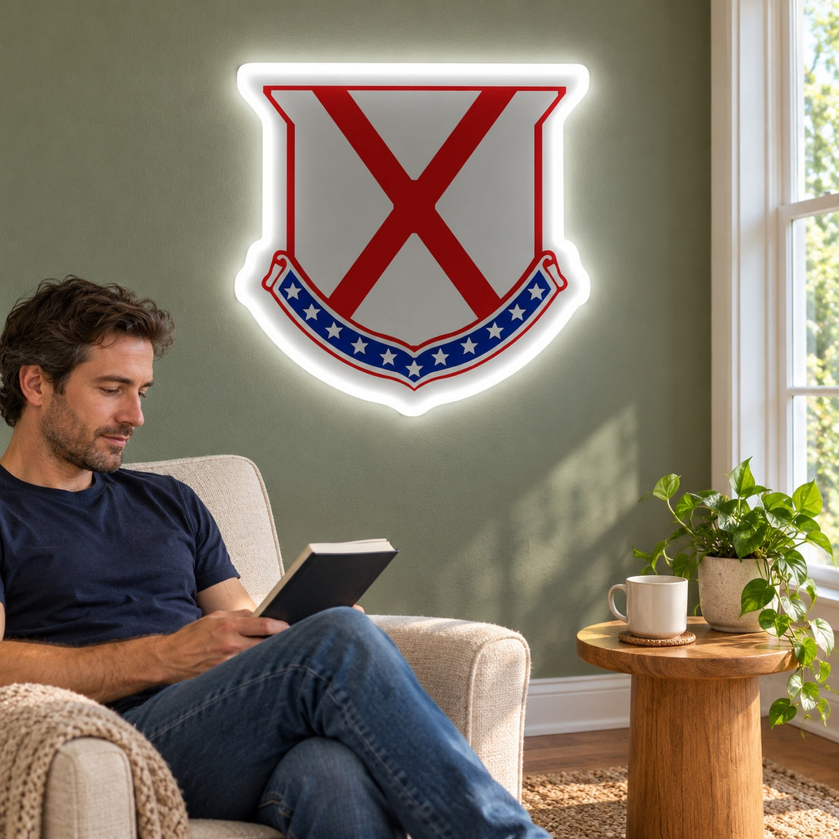 Saltire Star Shield LED Neon Sign - lifestyle view