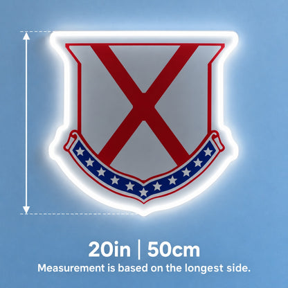 Saltire Star Shield LED Neon Sign - size guide