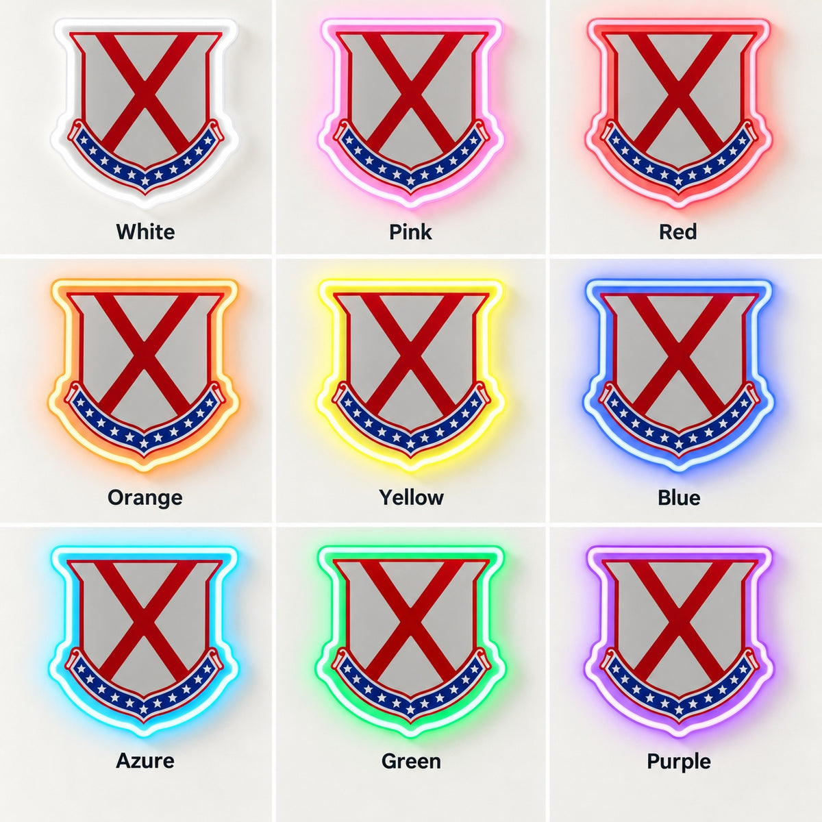 Saltire Star Shield LED Neon Sign - nine-color grid