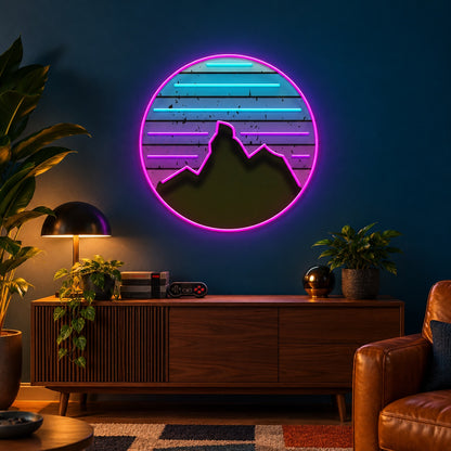 Retro Mountain Sunset LED Neon Sign - advertising view