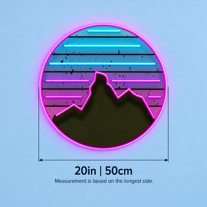 Retro Mountain Sunset LED Neon Sign - size guide