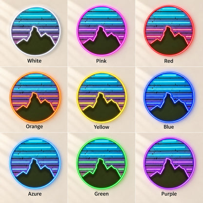 Retro Mountain Sunset LED Neon Sign - nine-color grid