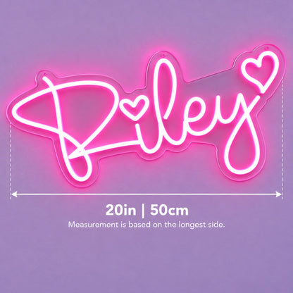 Riley LED Neon Sign - size guide