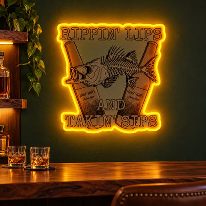 Rippin' Lips And Takin' Sips LED Neon Sign - advertising view