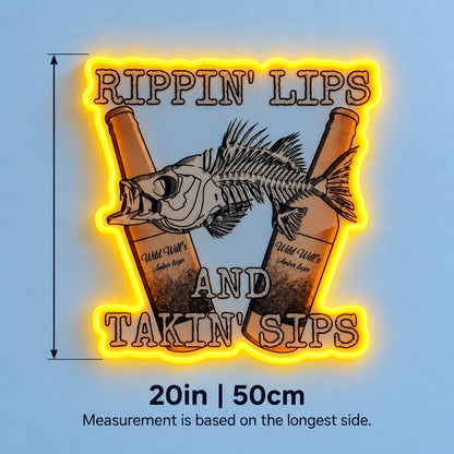 Rippin' Lips And Takin' Sips LED Neon Sign - size guide