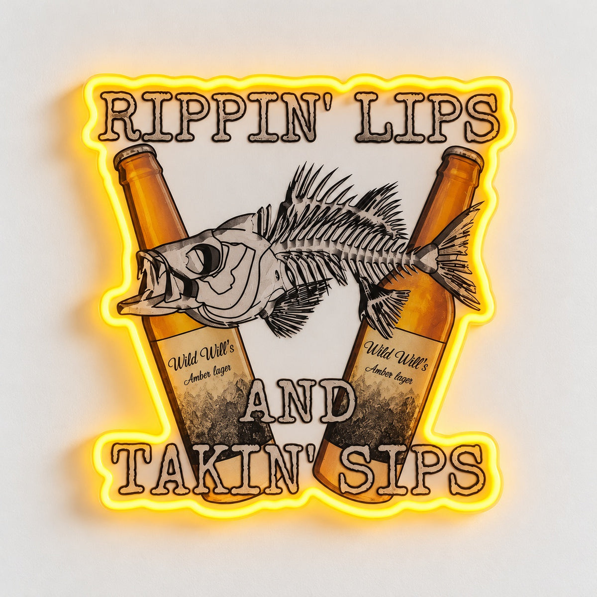 Rippin' Lips And Takin' Sips LED Neon Sign - natural light view