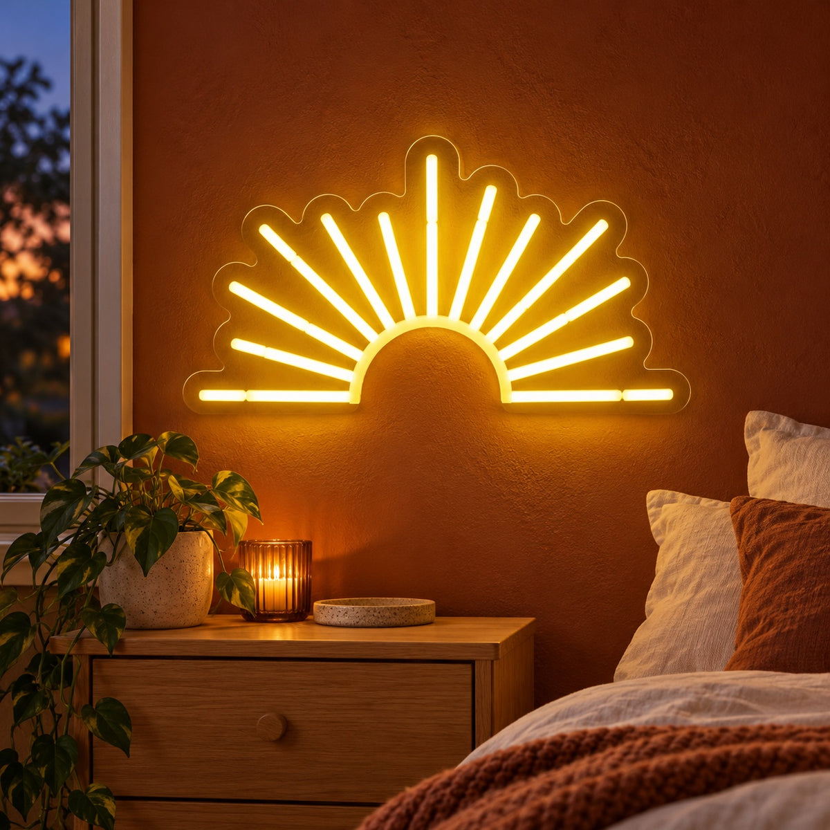 Rising Sun LED Neon Sign - advertising view