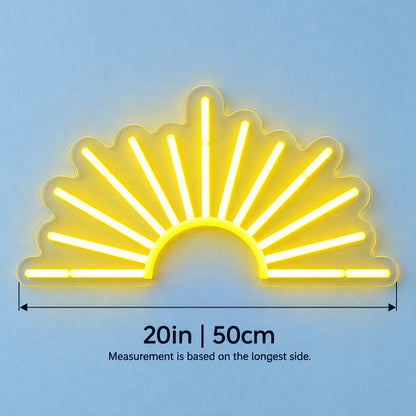 Rising Sun LED Neon Sign - size guide