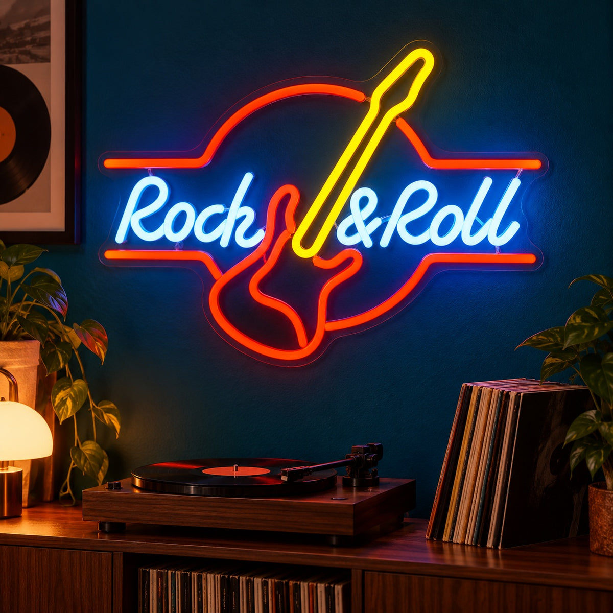 Rock & Roll Guitar LED Neon Sign - advertising view