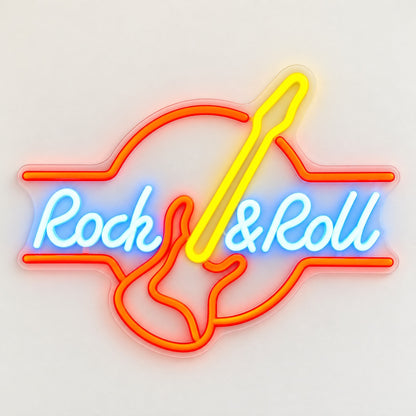 Rock & Roll Guitar LED Neon Sign - natural light view
