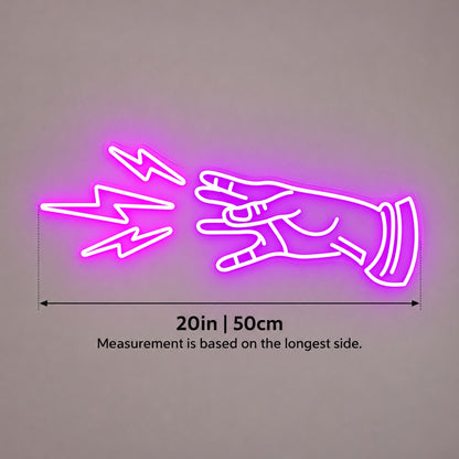 Rock Hand Lightning Bolts LED Neon Sign - size guide