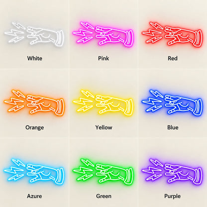 Rock Hand Lightning Bolts LED Neon Sign - nine-color grid