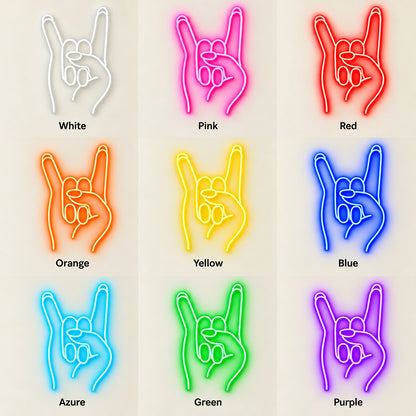Rock Horns Hand Gesture LED Neon Sign - nine-color grid