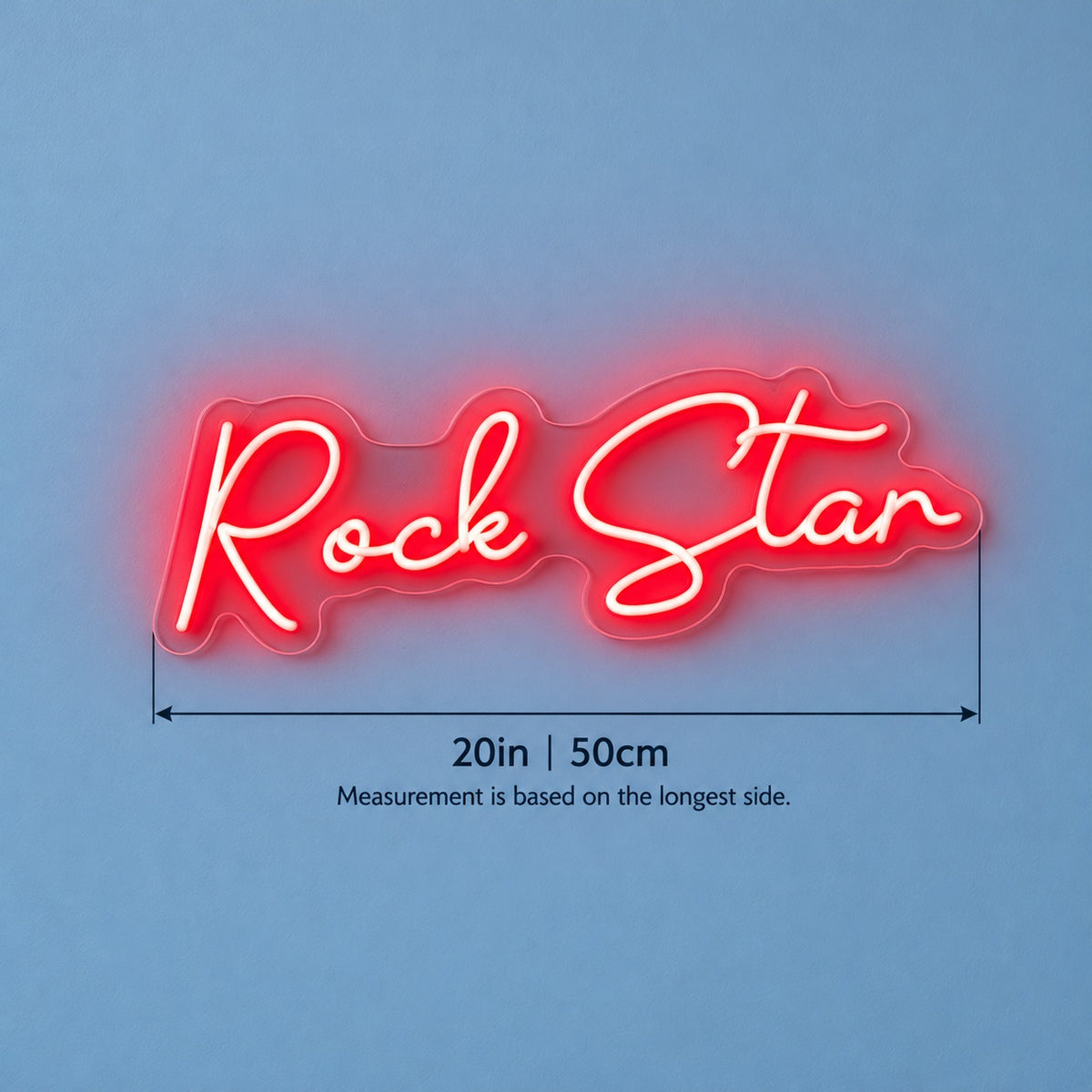 Rock Star LED Neon Sign - size guide