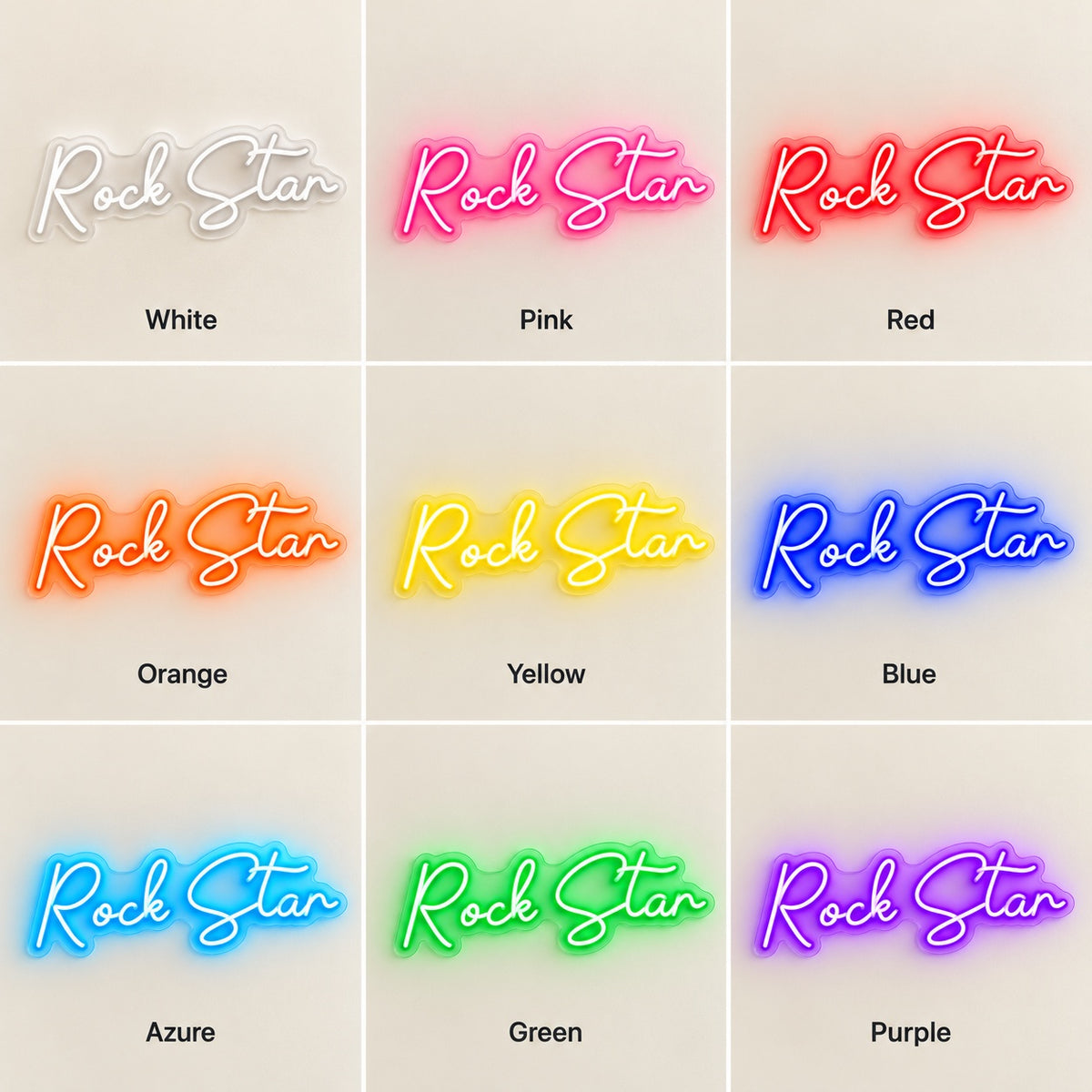 Rock Star LED Neon Sign - nine-color grid