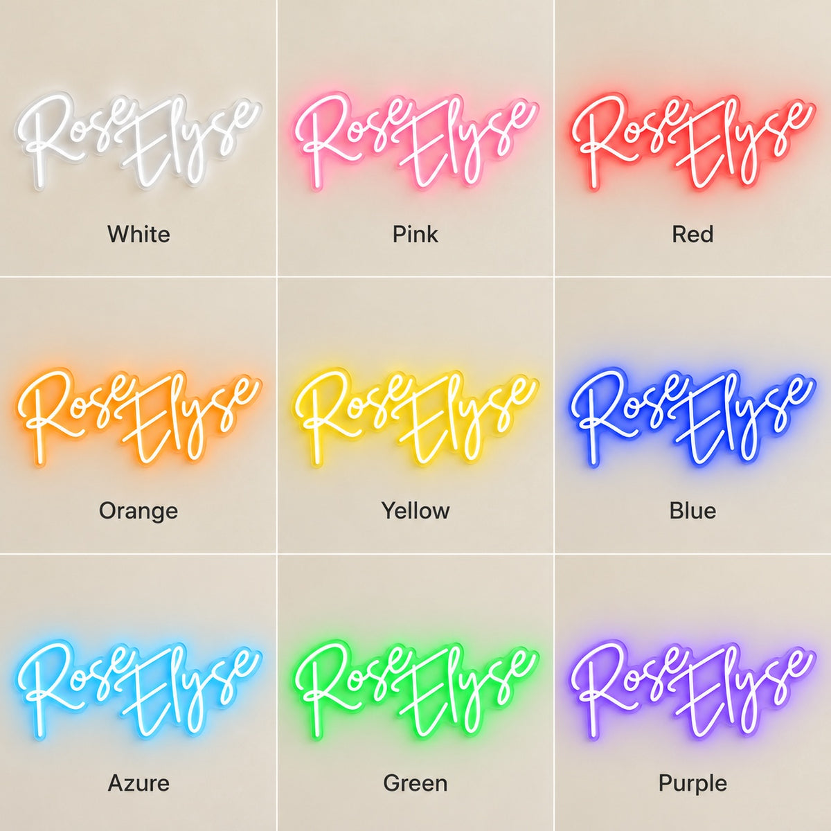 Rose Elyse LED Neon Sign - nine-color grid