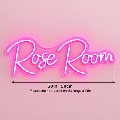 Rose Room LED Neon Sign - size guide