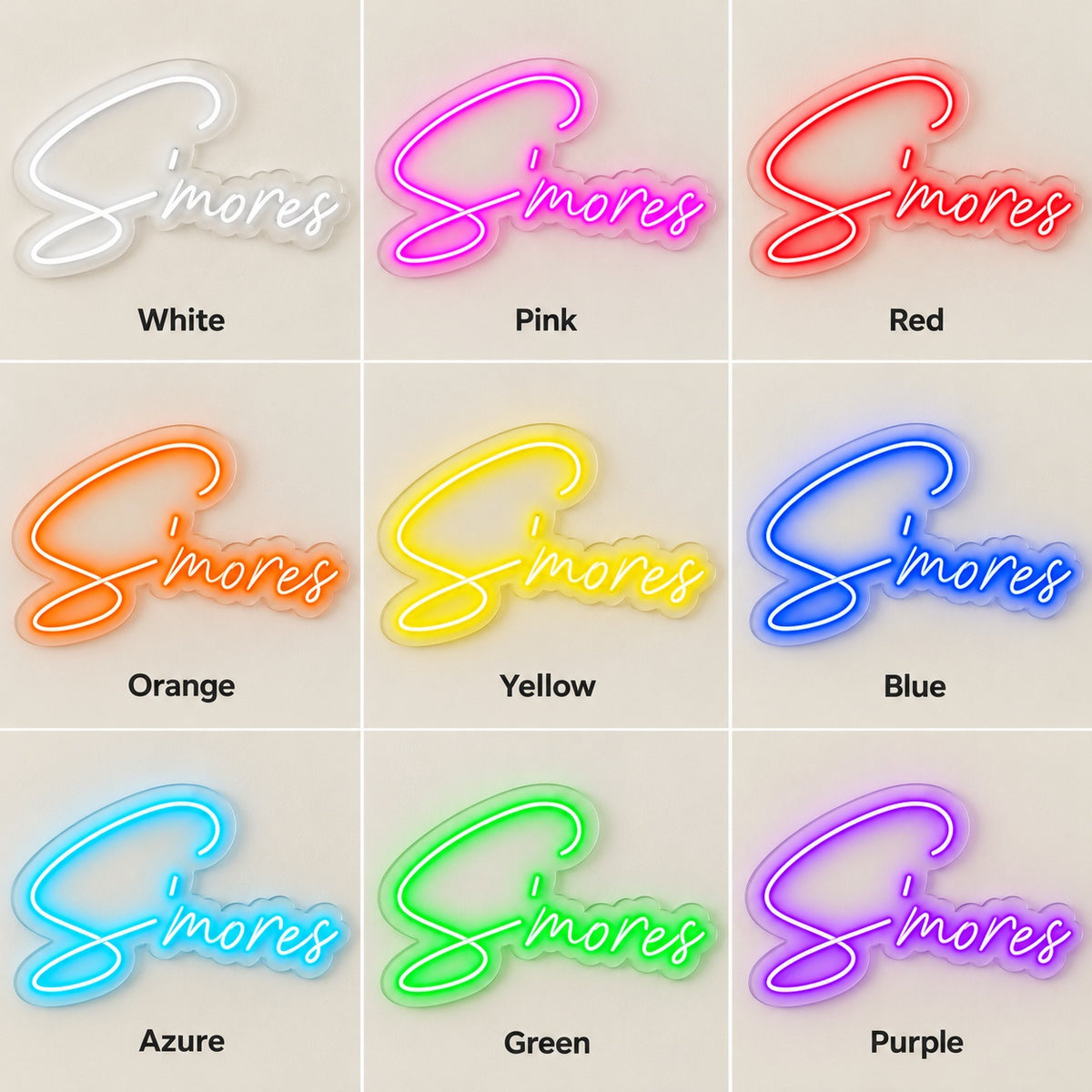 S'mores LED Neon Sign - nine-color grid