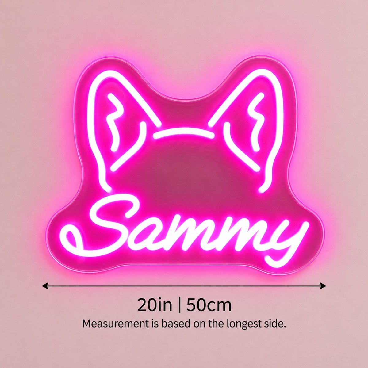 Sammy LED Neon Sign - size guide