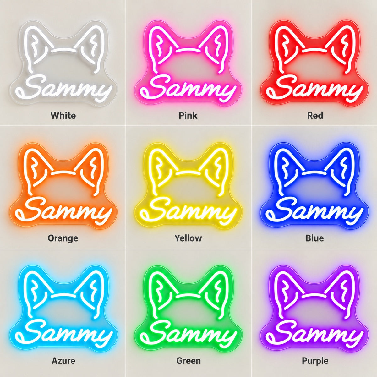 Sammy LED Neon Sign - nine-color grid