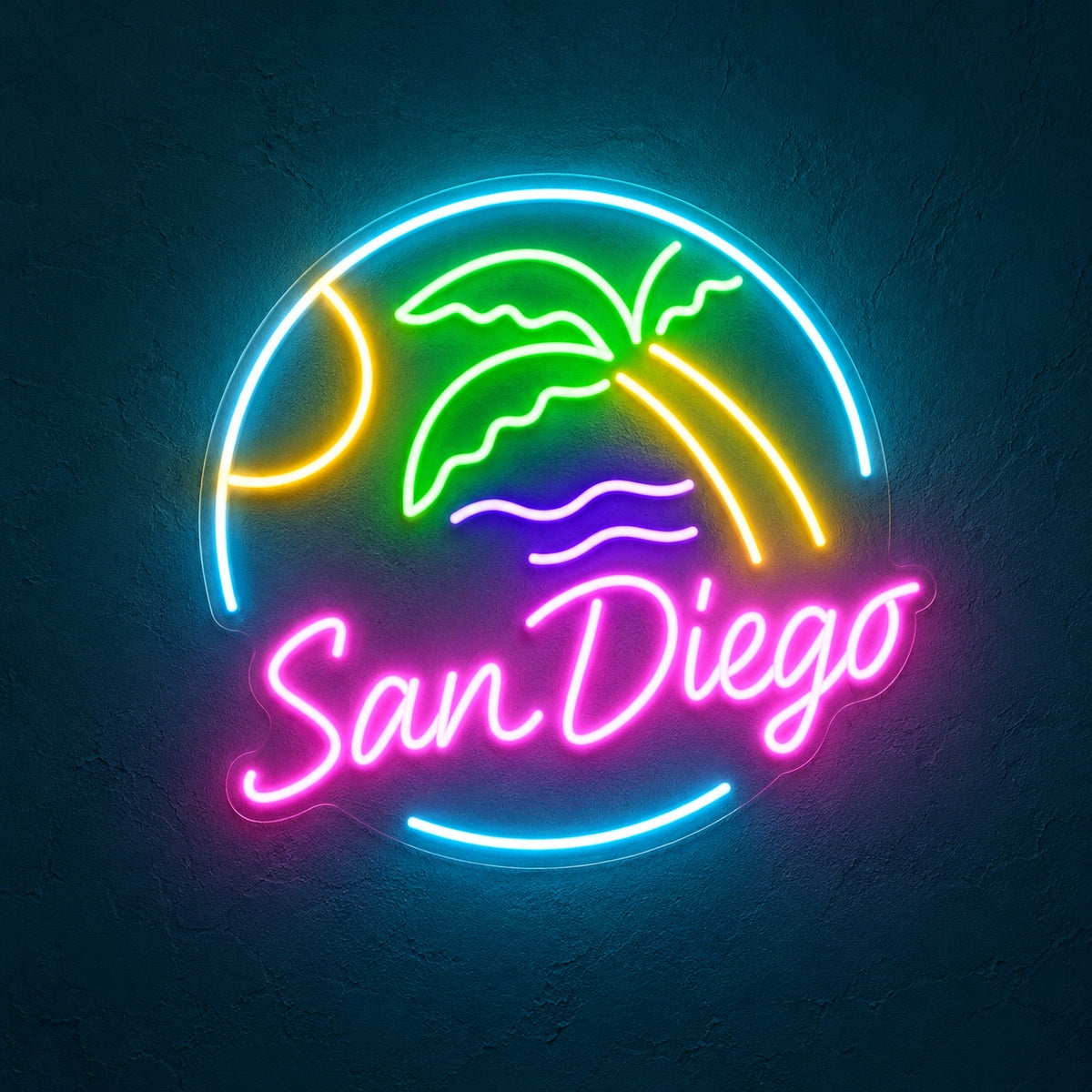 San Diego Palm Tree Beach LED Neon Sign - product hero