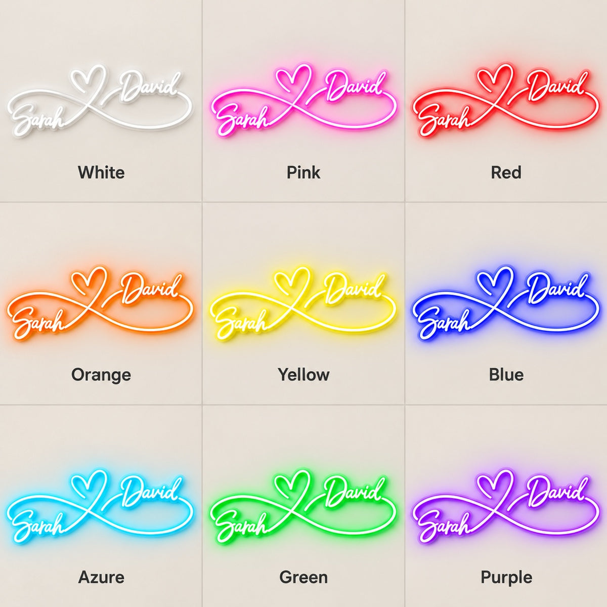 Sarah David LED Neon Sign - nine-color grid
