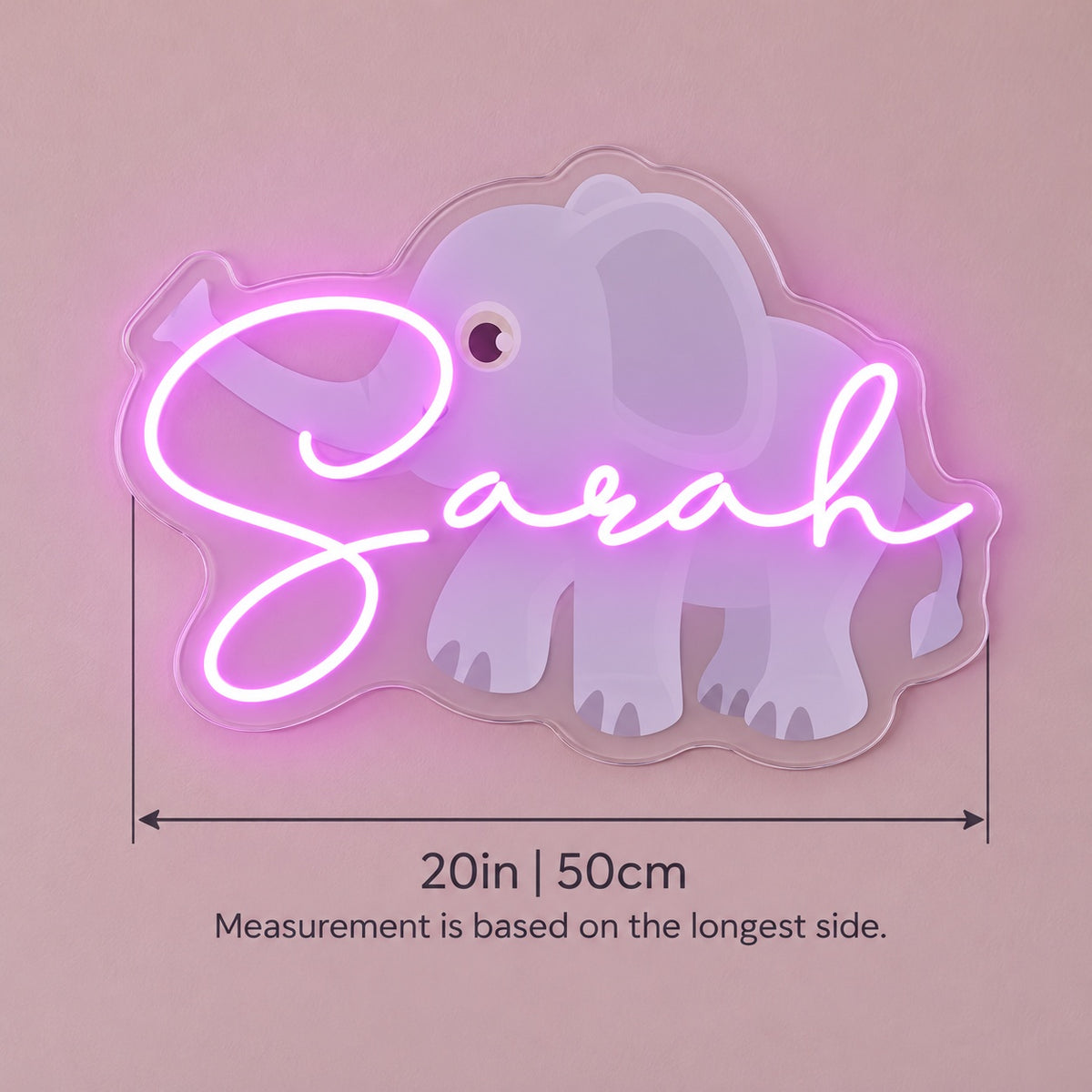 Sarah LED Neon Sign - size guide