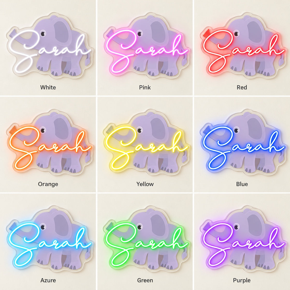 Sarah LED Neon Sign - nine-color grid