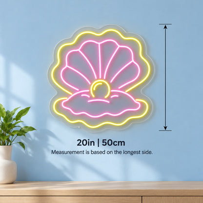 Seashell Pearl LED Neon Sign - size guide