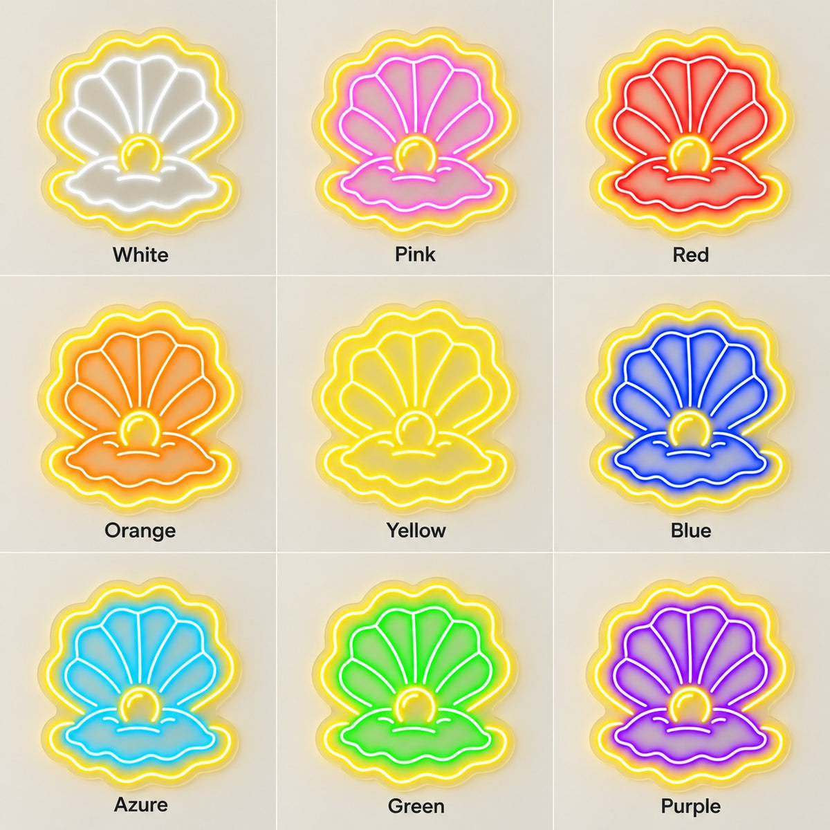 Seashell Pearl LED Neon Sign - nine-color grid