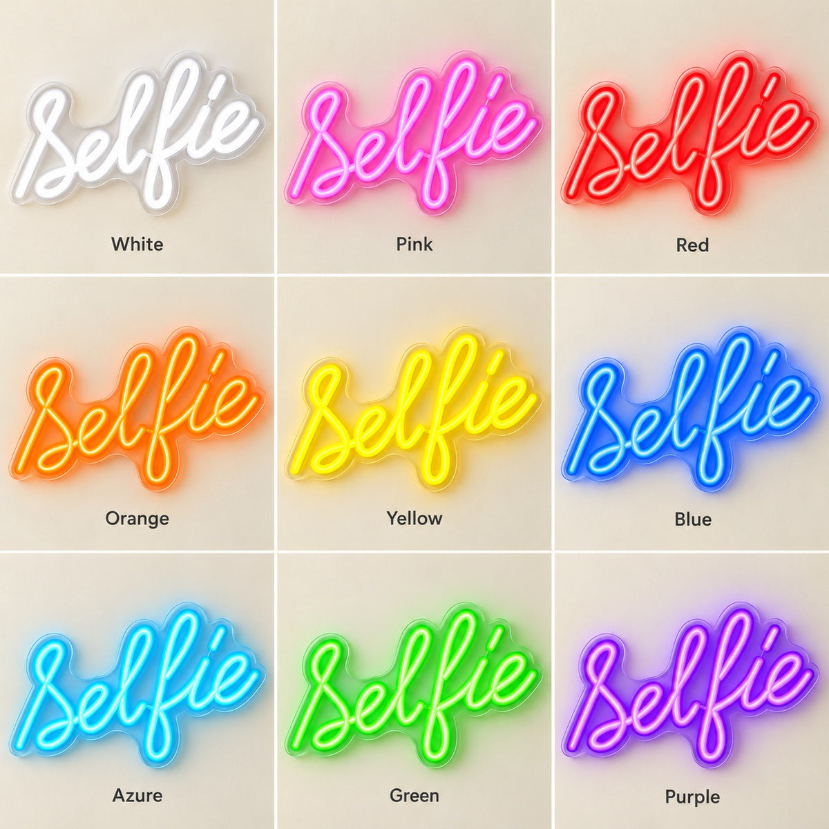 Selfie LED Neon Sign - nine-color grid