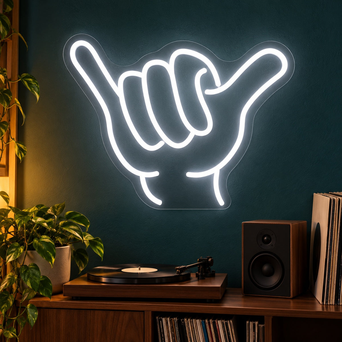 Shaka Hand Gesture LED Neon Sign - advertising view