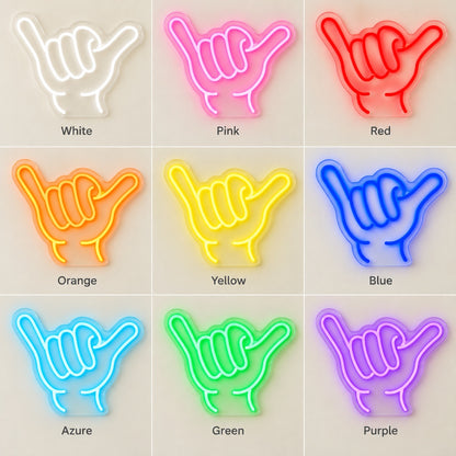 Shaka Hand Gesture LED Neon Sign - nine-color grid