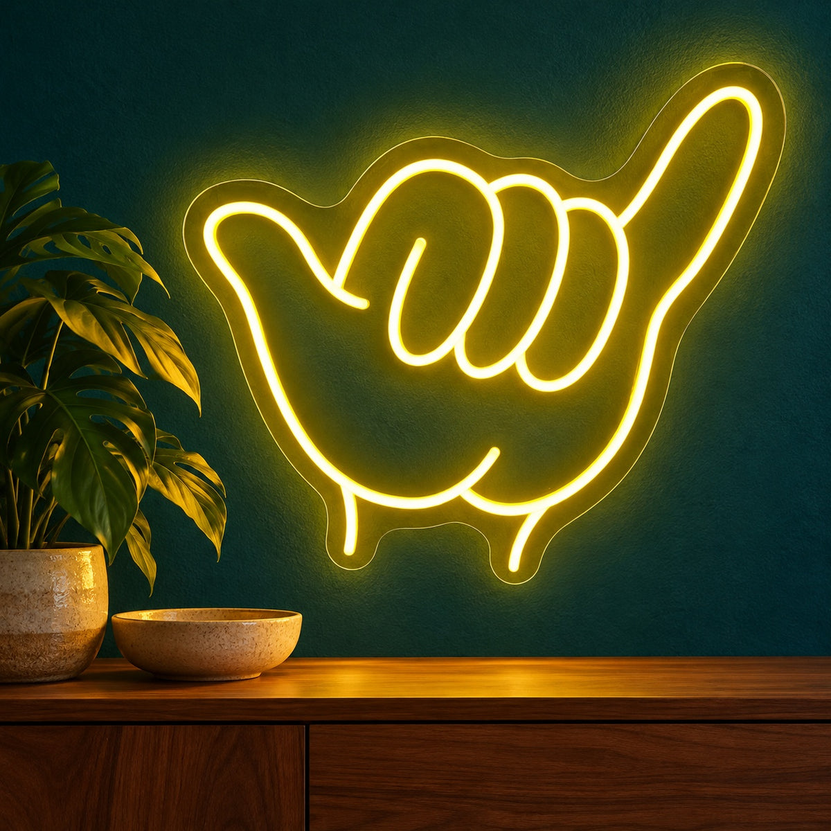 Shaka Hand LED Neon Sign - advertising view
