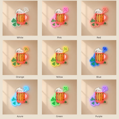 Shamrock Beer Mug LED Neon Sign - nine-color grid